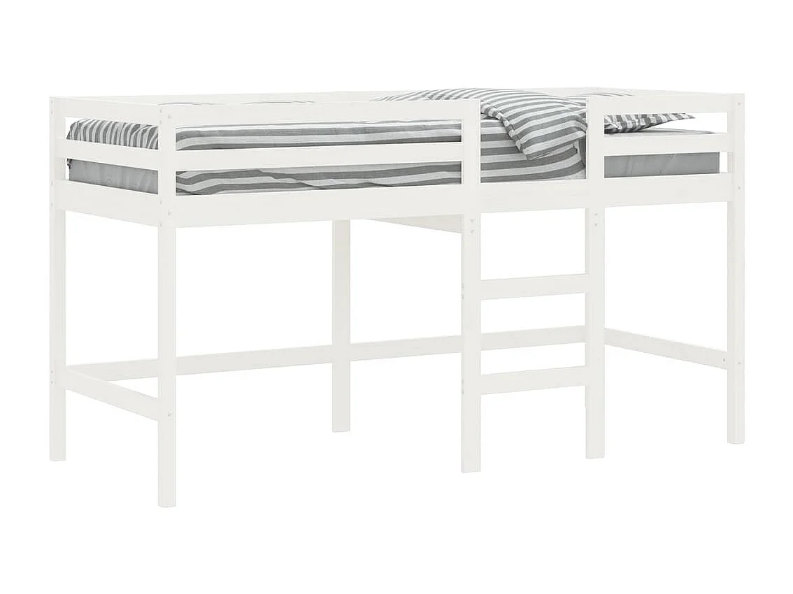 Lit mezzanine enfants échelle blanc 90x190 cm bois pin massif HOQW92935