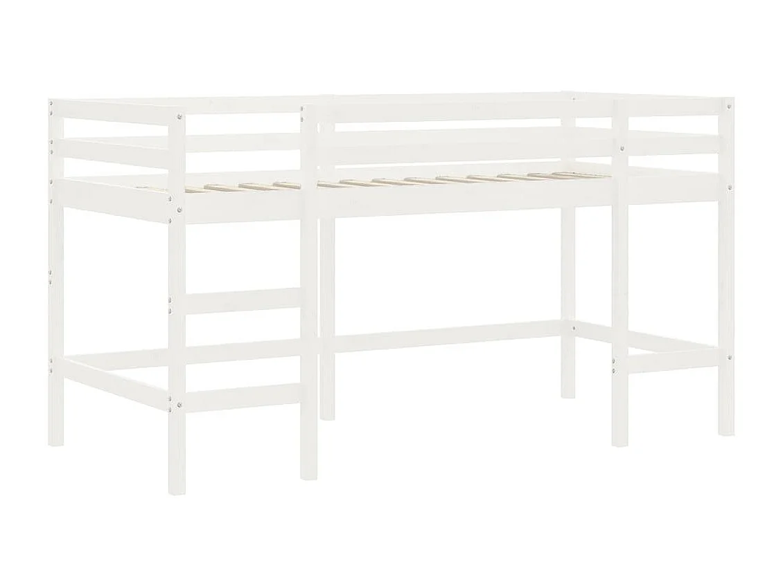 Lit mezzanine enfants échelle blanc 90x190 cm bois pin massif HOQW37975