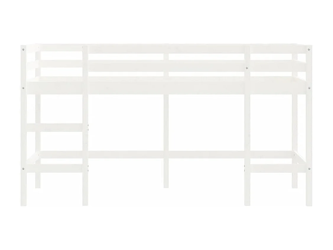 Lit mezzanine enfants échelle blanc 90x190 cm bois pin massif HOQW37975