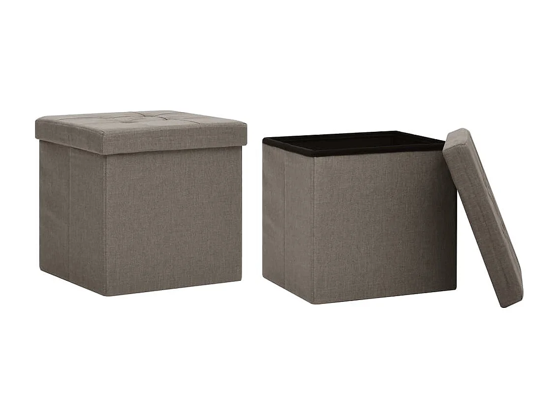 Taburete de almacenaje plegable 2 uds lino sintético gris taupe ES828713
