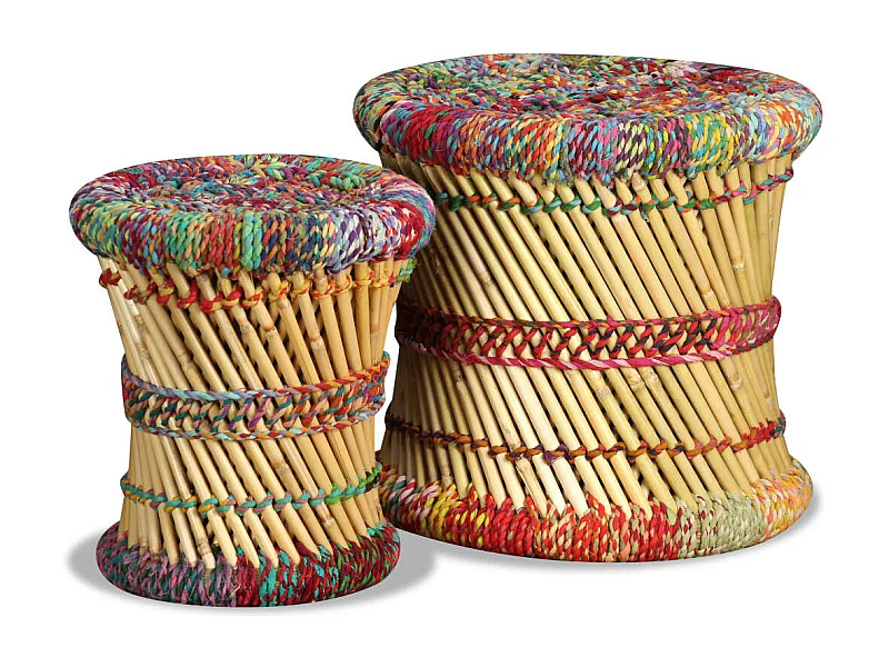 Bancos com detalhes chindi 2 pcs bambu multicor PT873149