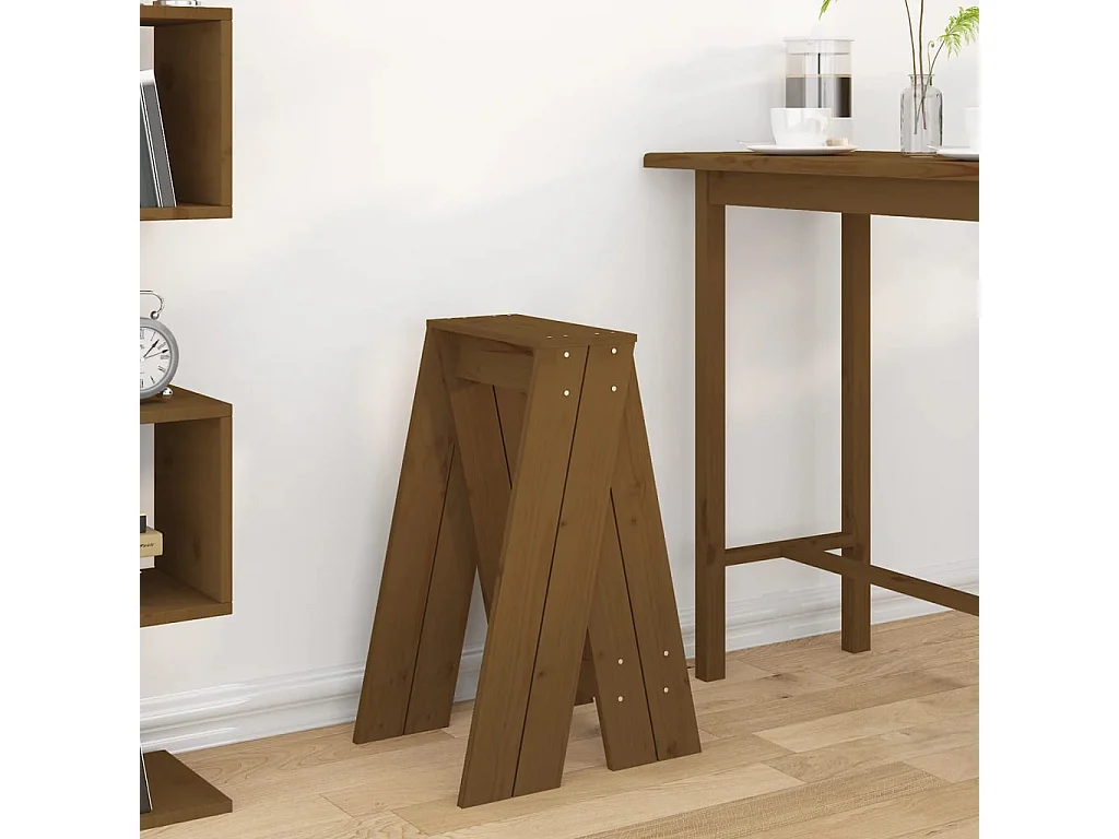 Tabourets lot de 2 marron miel 40x40x75 cm bois massif de pin REO41551