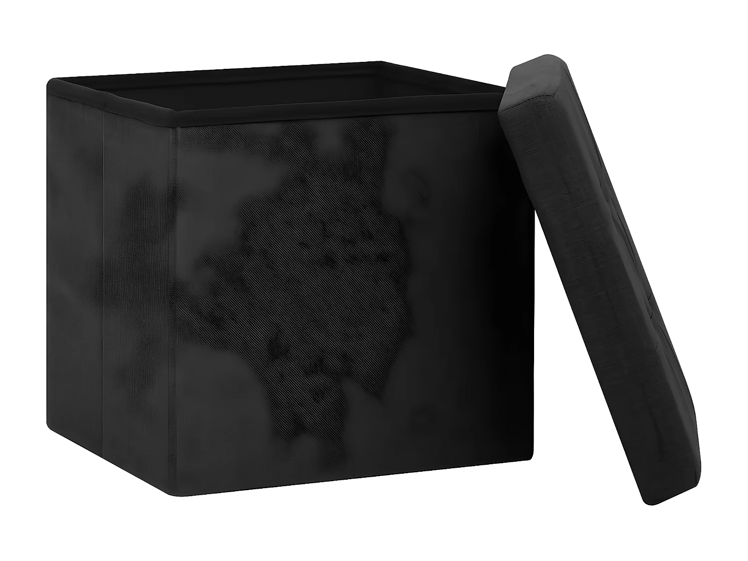 Tabouret de rangement pliable Noir Faux lin REO35619