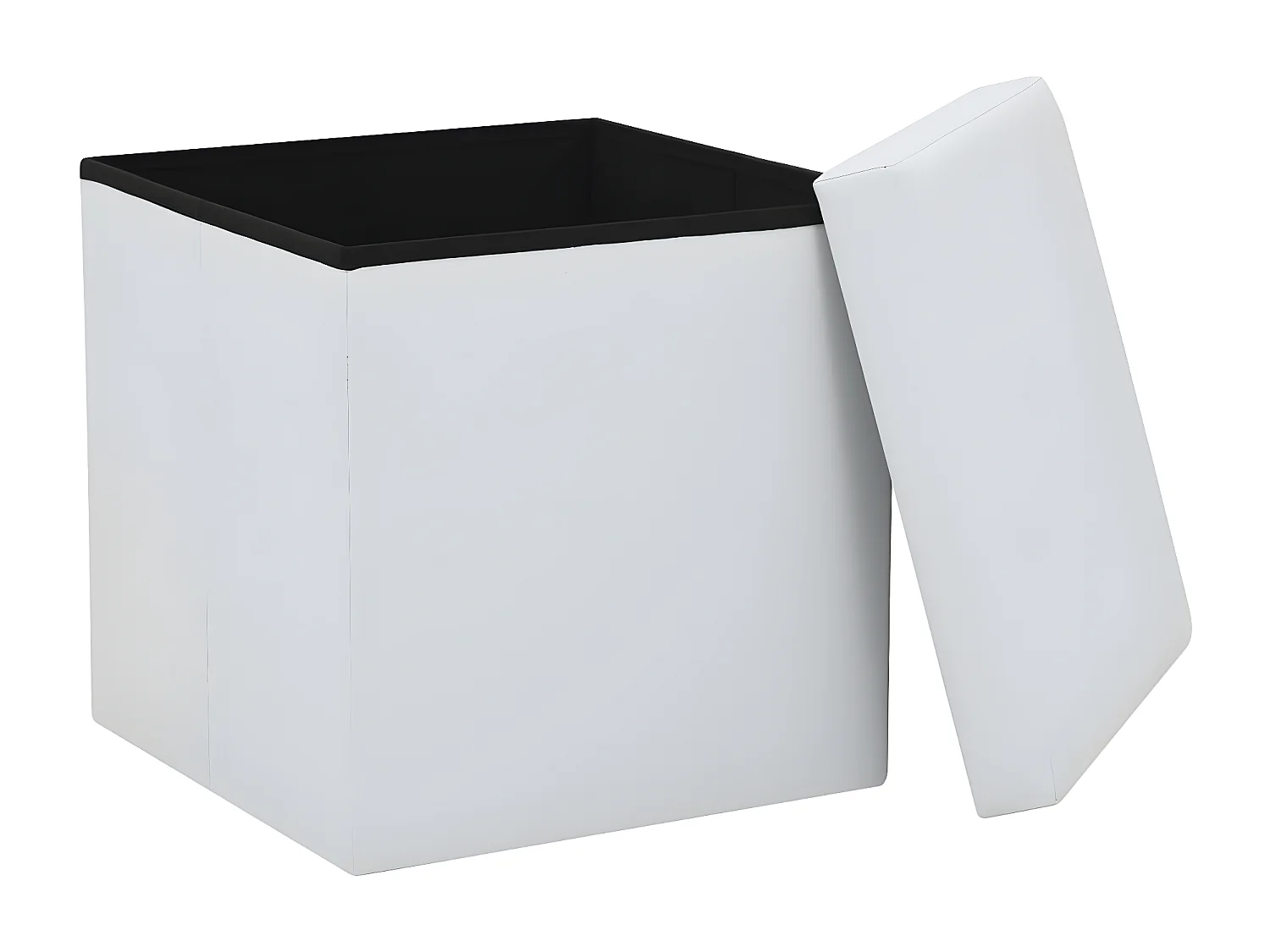 Tabourets de rangement pliables lot de 2 blanc similicuir REO74251