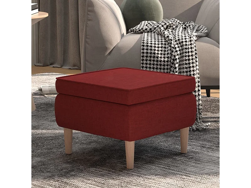 Tabouret avec pieds en bois Rouge bordeaux Tissu REO40536