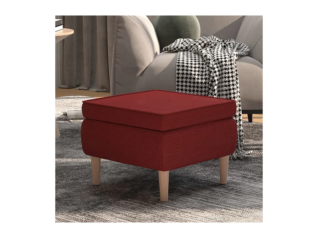 Tabouret avec pieds en bois Rouge bordeaux Tissu REO40536