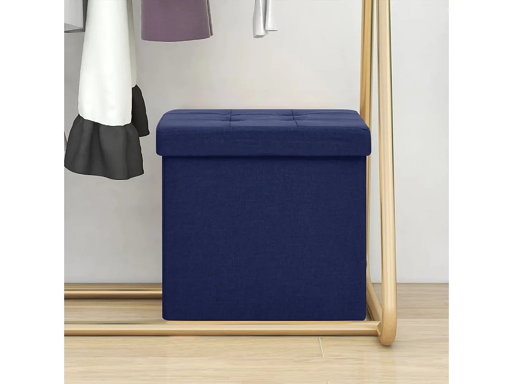 Tabouret de rangement pliable Bleu Faux lin REO69666