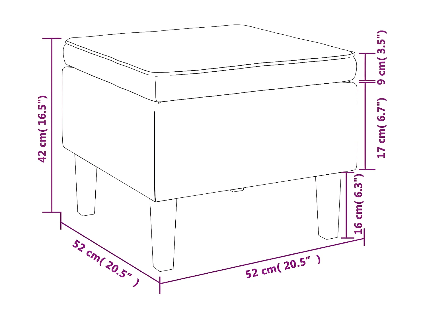 Tabouret avec pieds en bois Vert foncé Tissu REO72156