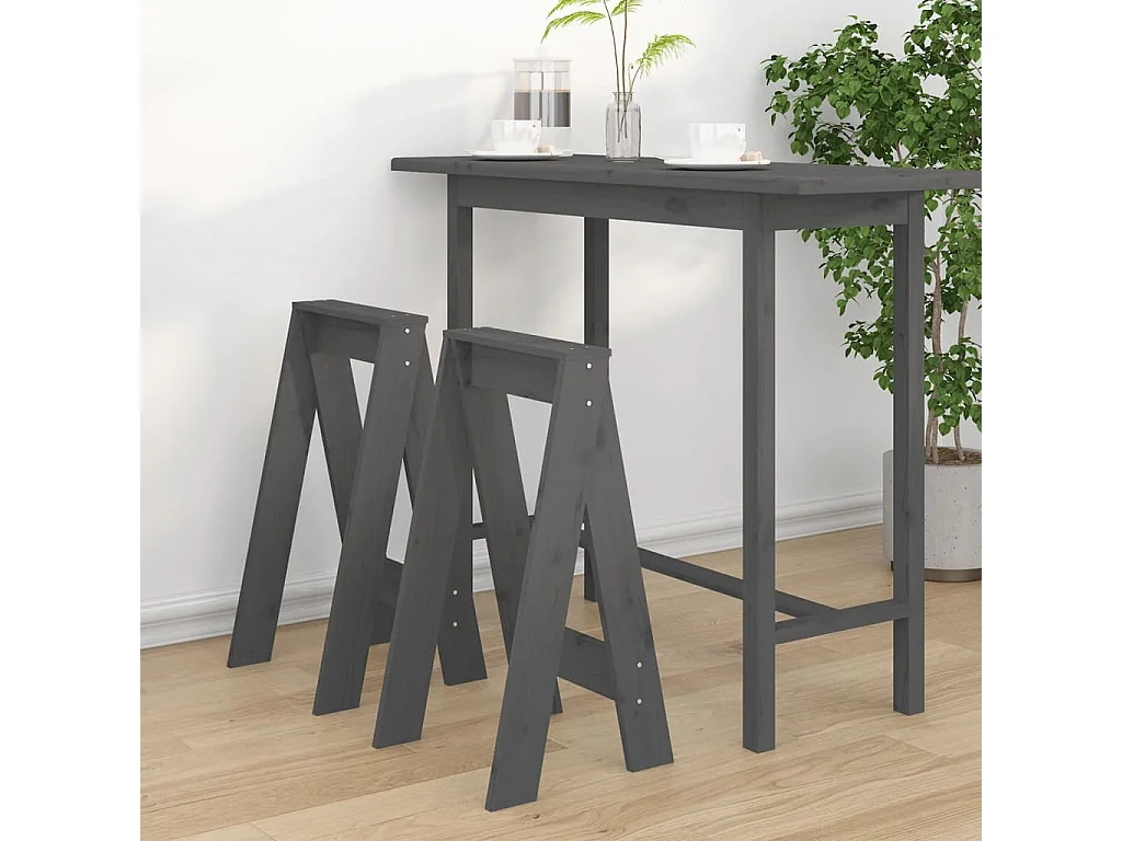 Krukken 2 st 40x40x75 cm massief grenenhout grijs NL285236