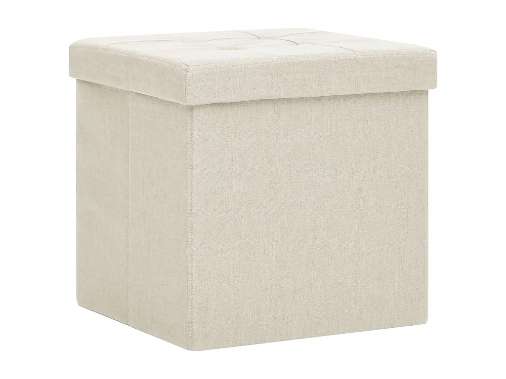 Tabourets de rangement pliables lot de 2 blanc crème Faux lin REO77062