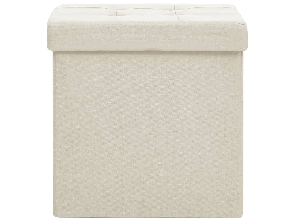 Tabourets de rangement pliables lot de 2 blanc crème Faux lin REO77062