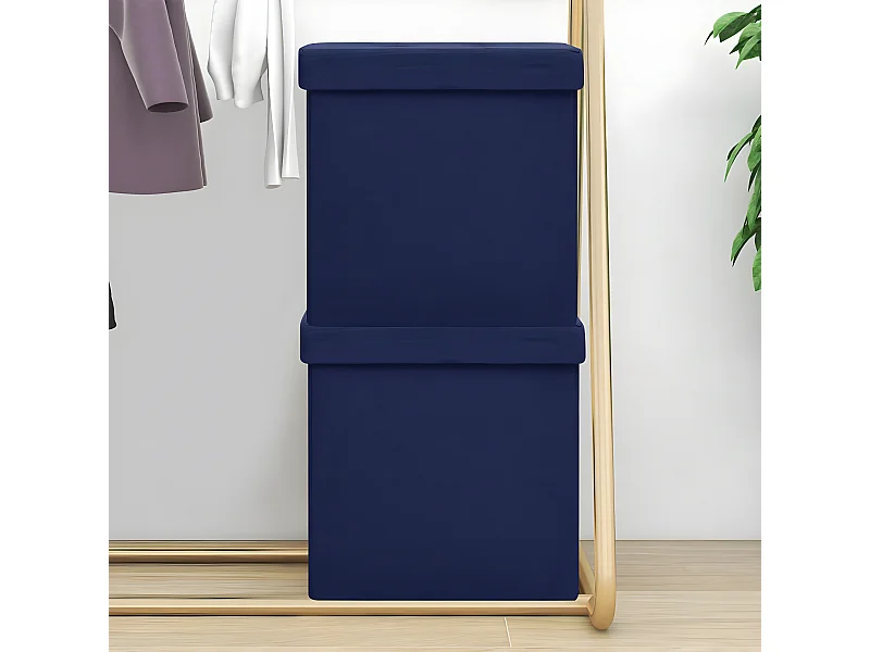 Opbergkrukken inklapbaar 2 st kunstlinnen blauw NL471282