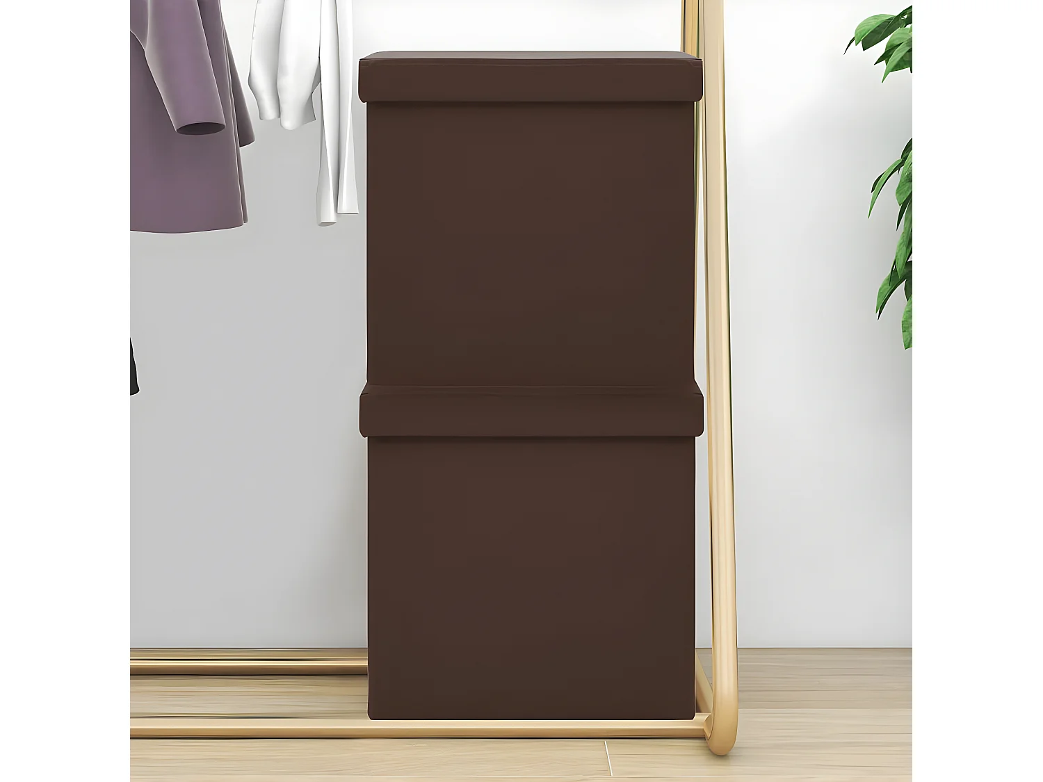 Tabourets de rangement pliables lot de 2 marron PVC REO34370