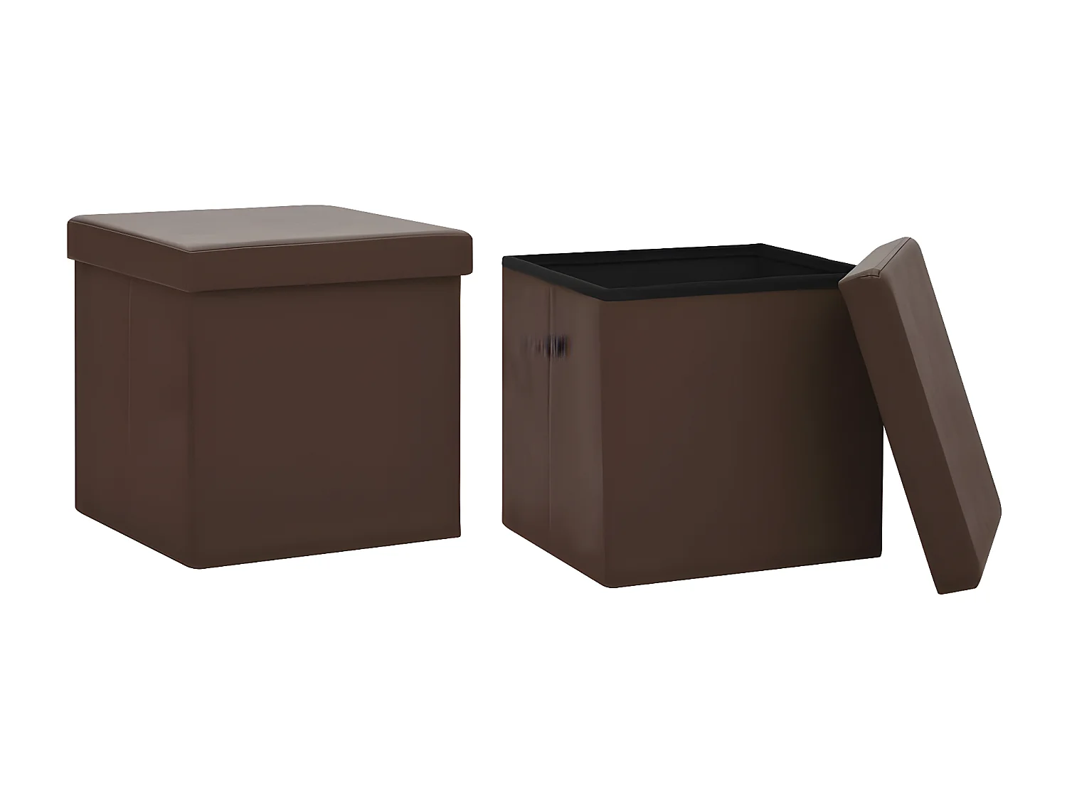 Tabourets de rangement pliables lot de 2 marron PVC REO34370