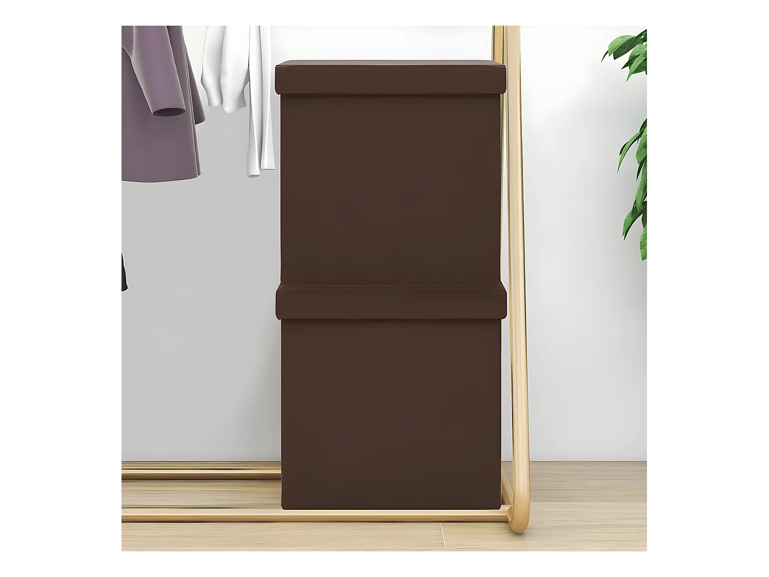 Tabourets de rangement pliables lot de 2 marron PVC REO34370