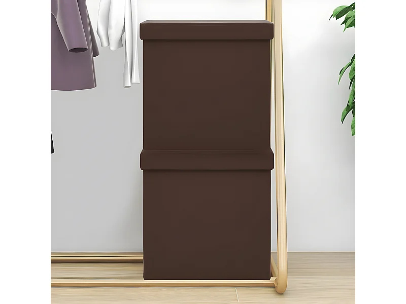 Opbergkrukken inklapbaar 2 st PVC bruin NL447156