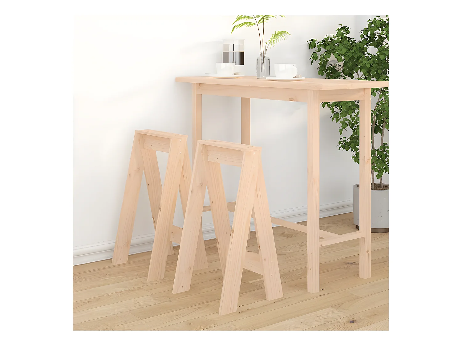 Tabourets lot de 2 40x40x75 cm bois massif de pin REO85919