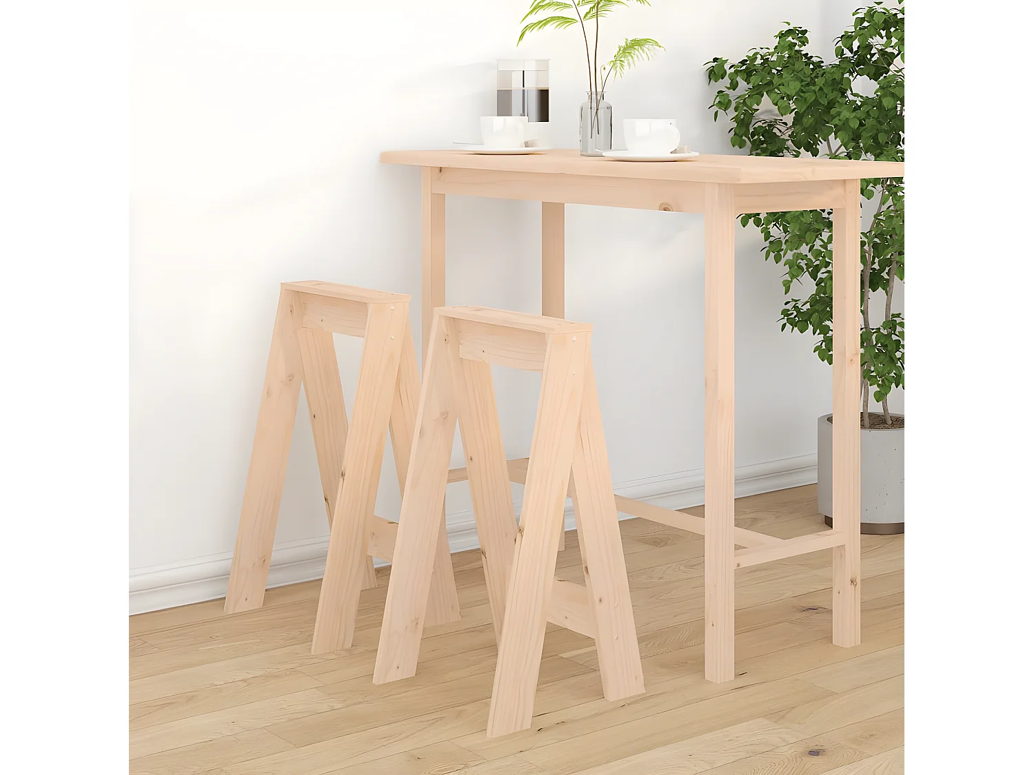 Taburetes 2 unidades madera maciza de pino 40x40x75 cm ES420061