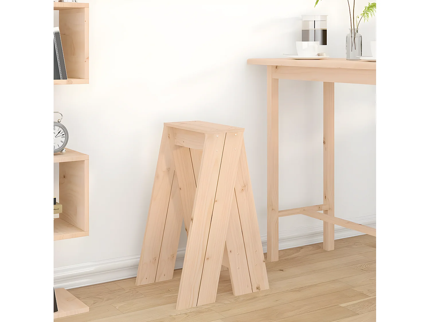 Taburetes 2 unidades madera maciza de pino 40x40x75 cm ES420061