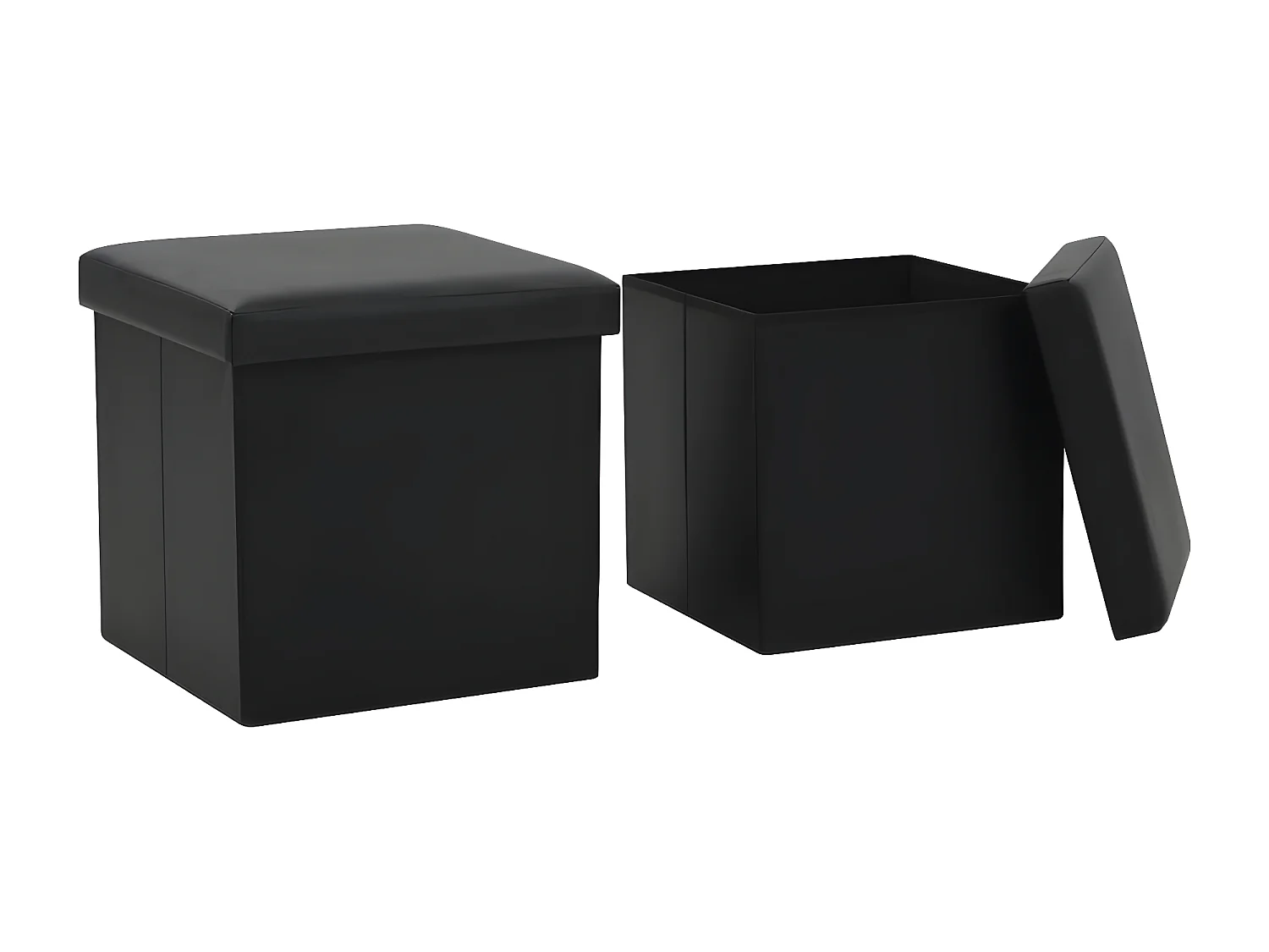 Tabourets de rangement pliables lot de 2 noir similicuir REO34817