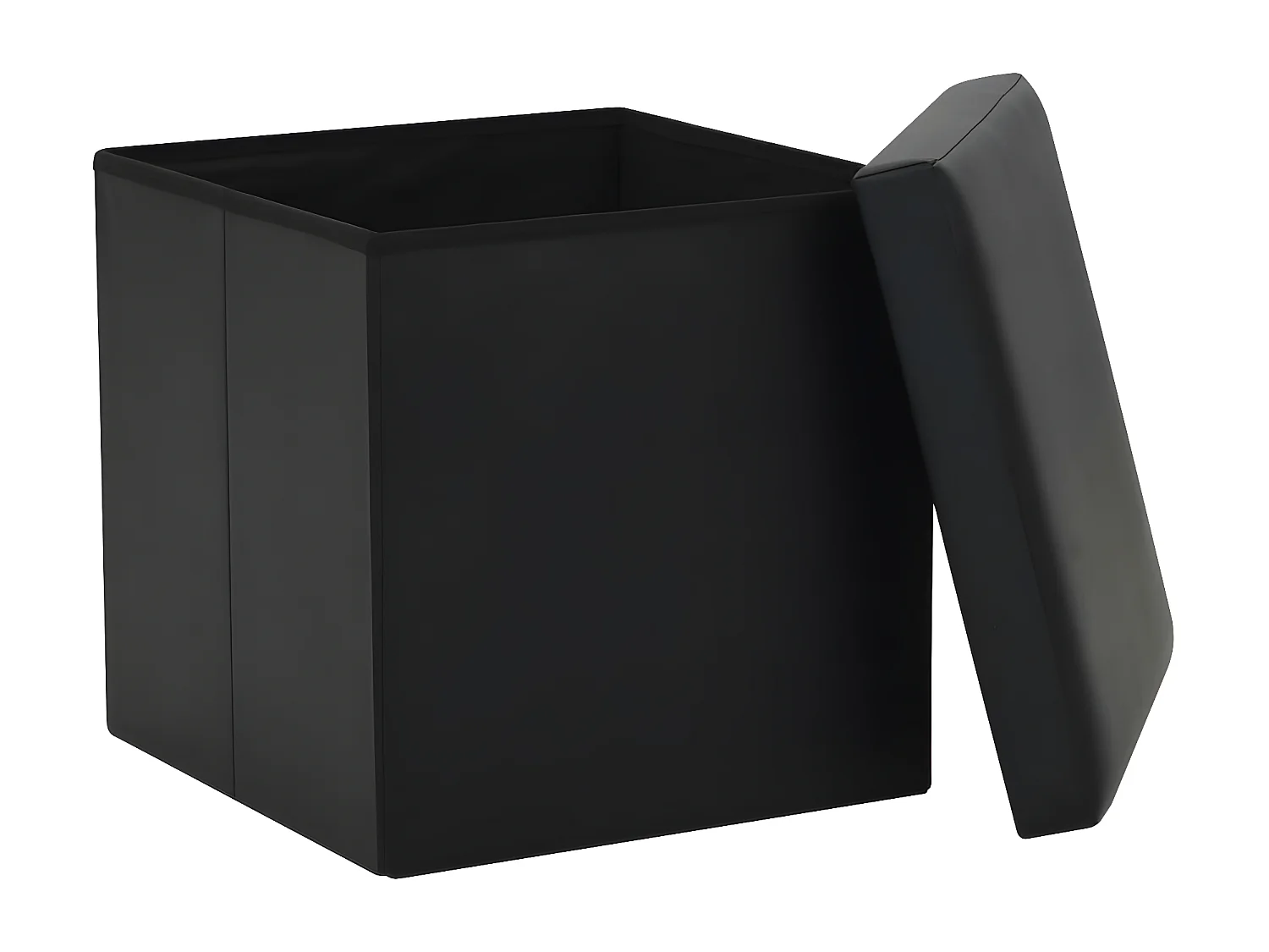 Tabourets de rangement pliables lot de 2 noir similicuir REO34817