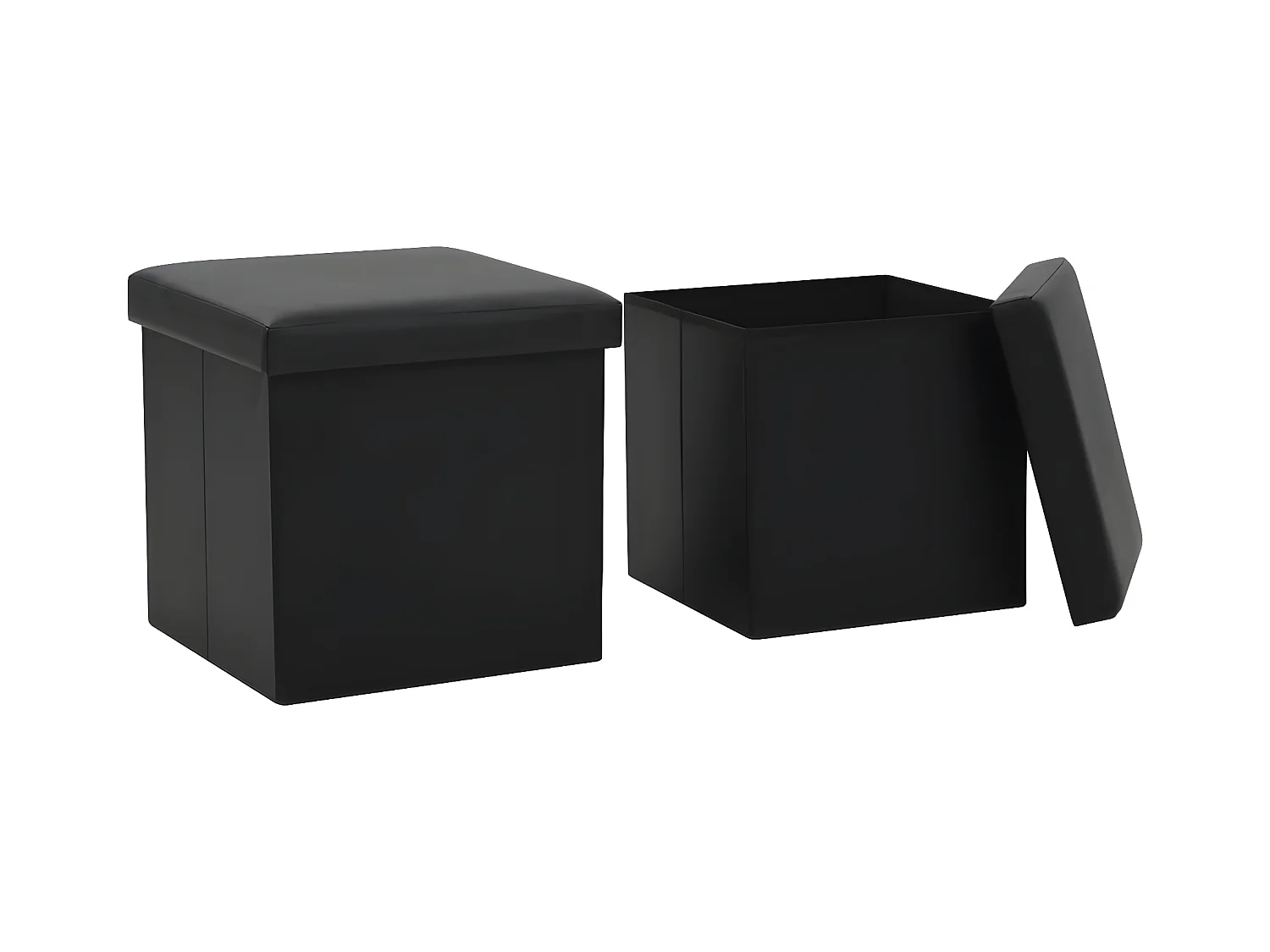 Tabourets de rangement pliables lot de 2 noir similicuir REO34817