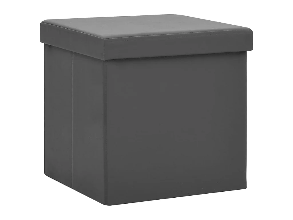 Taburetes de almacenaje plegables 2 uds gris PVC ES536812