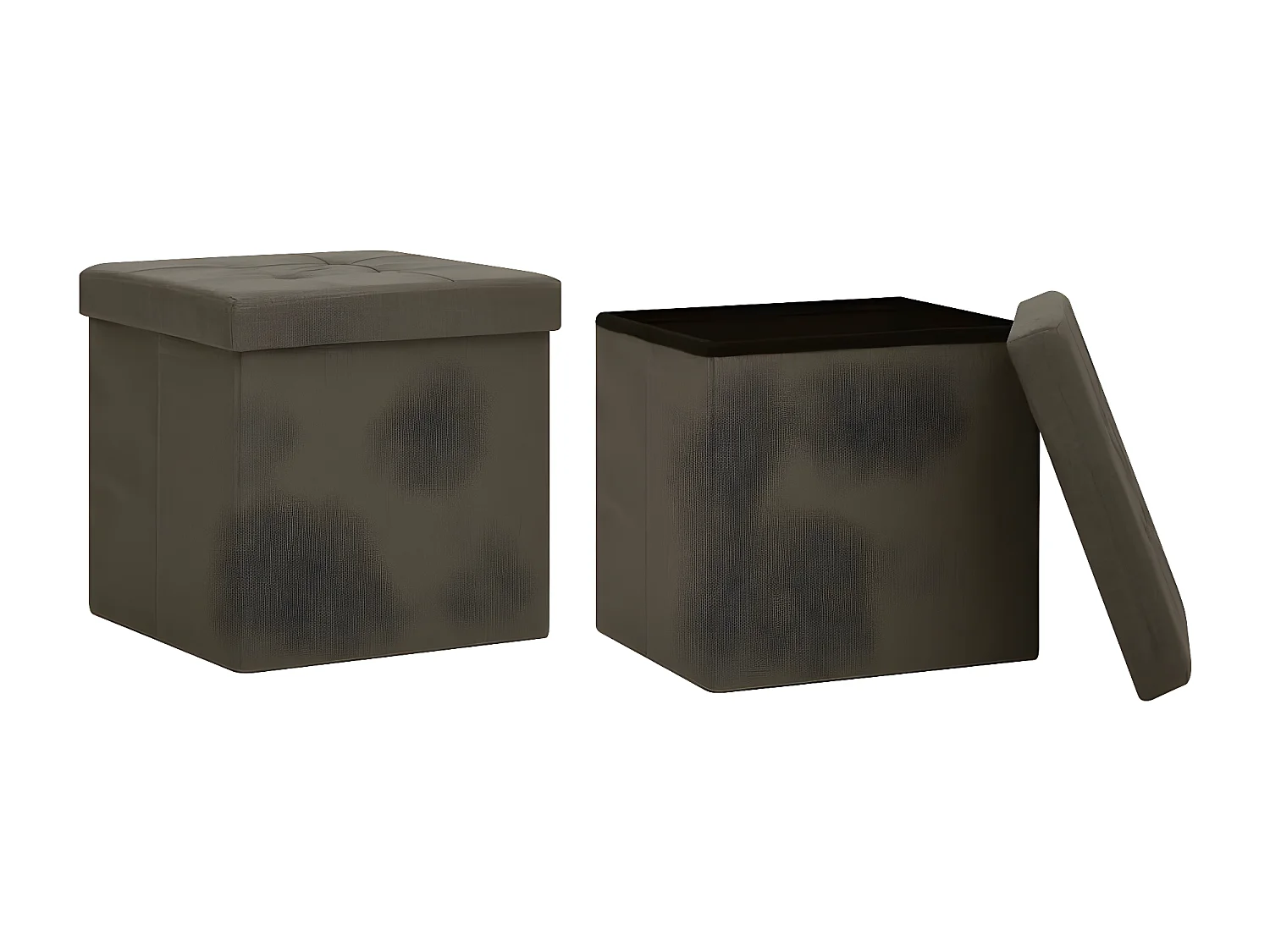 Tabourets de rangement pliables lot de 2 marron foncé faux lin REO92913