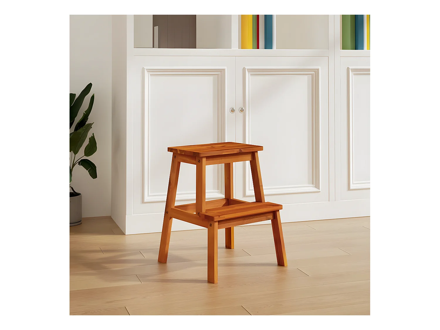 Tabouret-escabeau 2 marches 40x38x50 cm Bois d'acacia solide REO82344