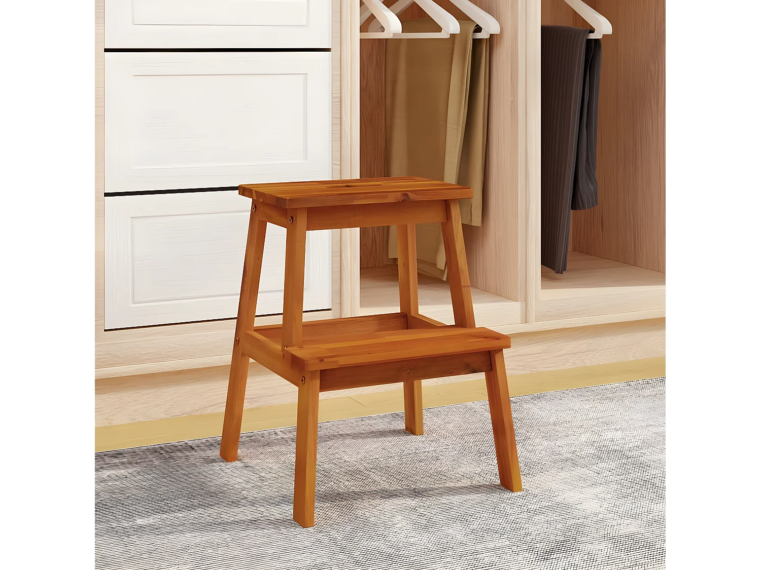 Tabouret-escabeau 2 marches 40x38x50 cm Bois d'acacia solide REO82344