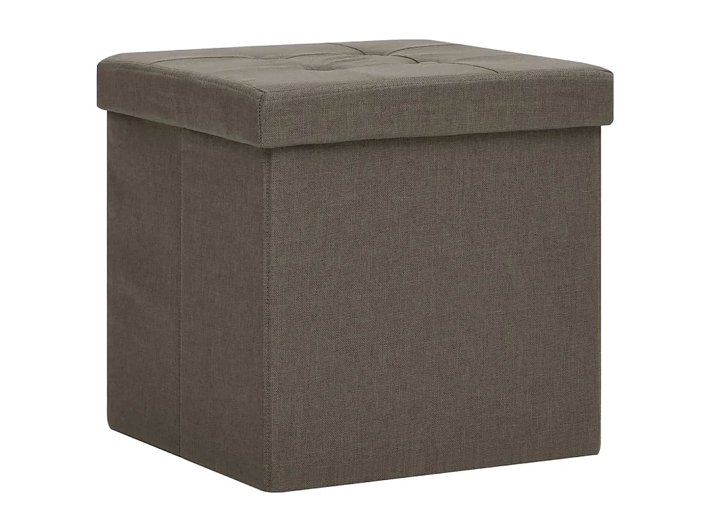 Tabourets de rangement pliables lot de 2 marron faux lin REO85710