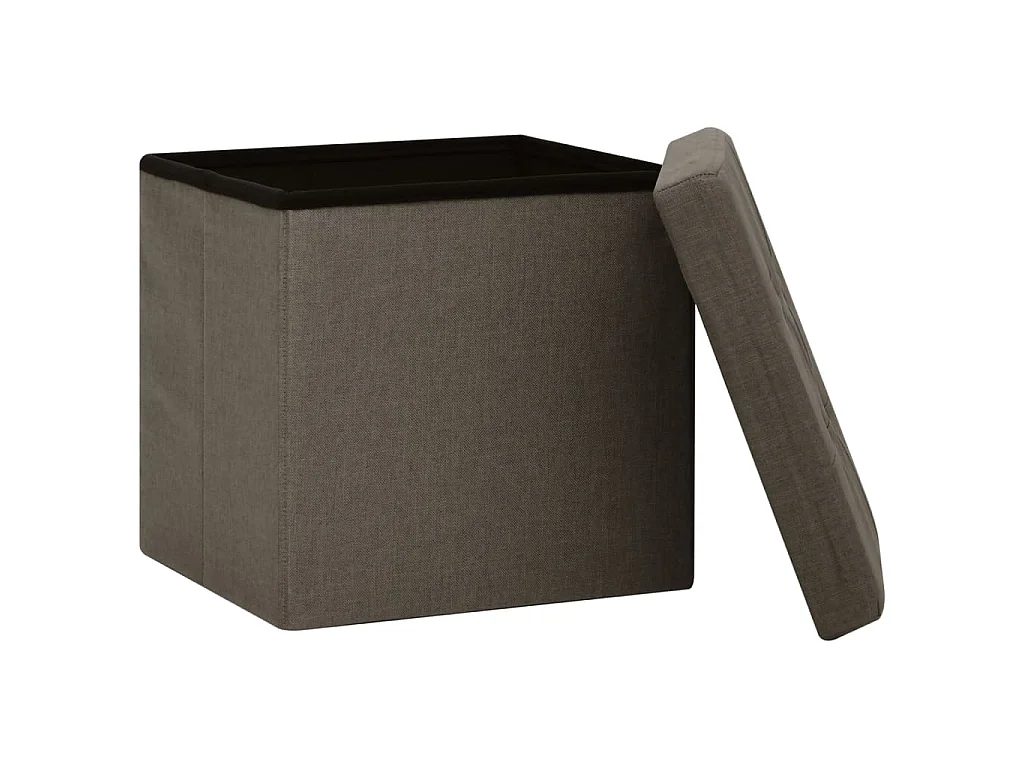 Tabourets de rangement pliables lot de 2 marron faux lin REO85710