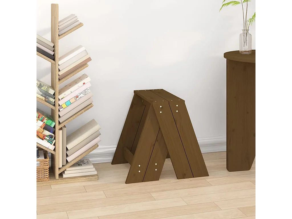 Tabourets lot de 2 marron miel 40x40x45 cm bois massif de pin REO56375