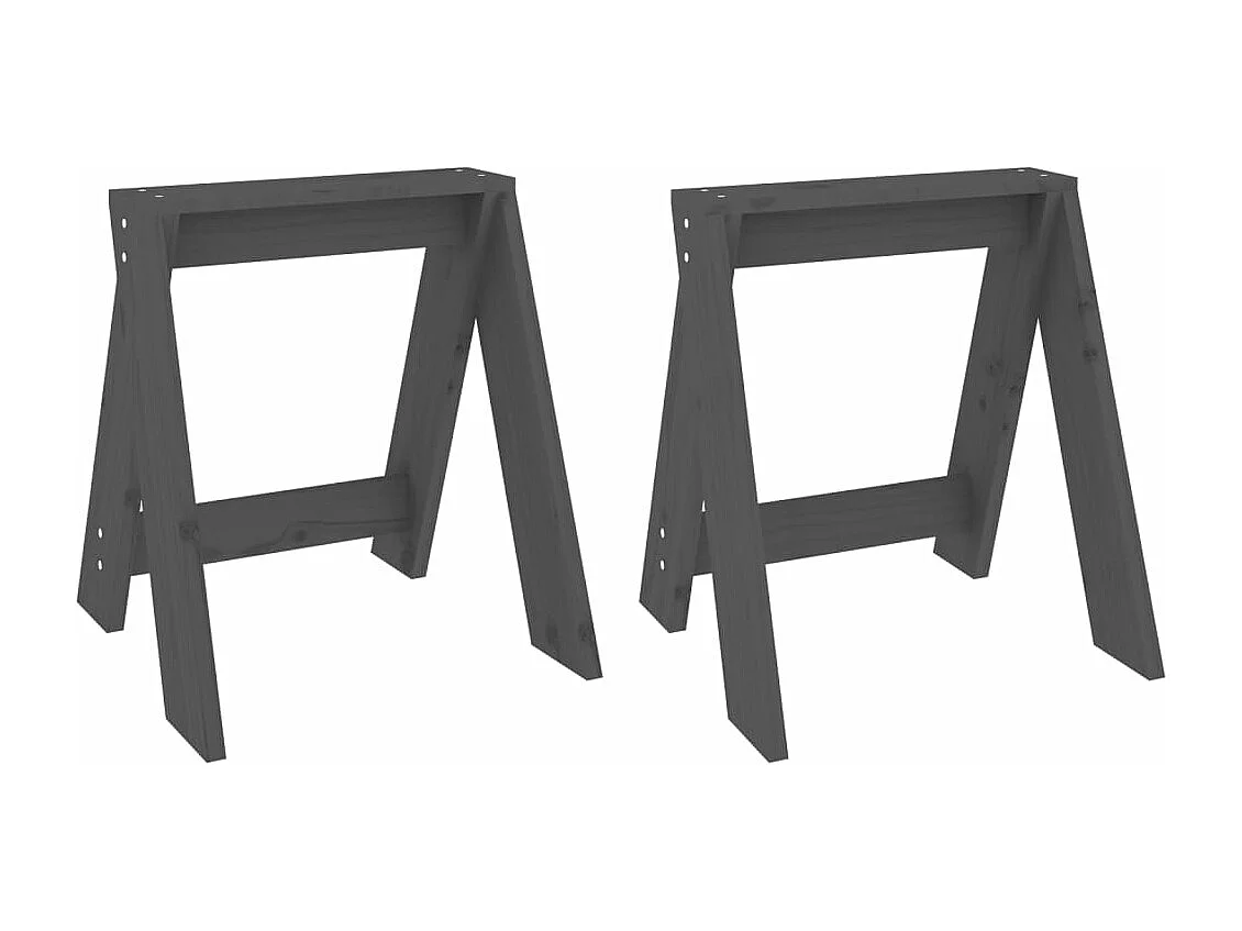 Tabourets lot de 2 gris 40x40x45 cm bois massif de pin REO47593