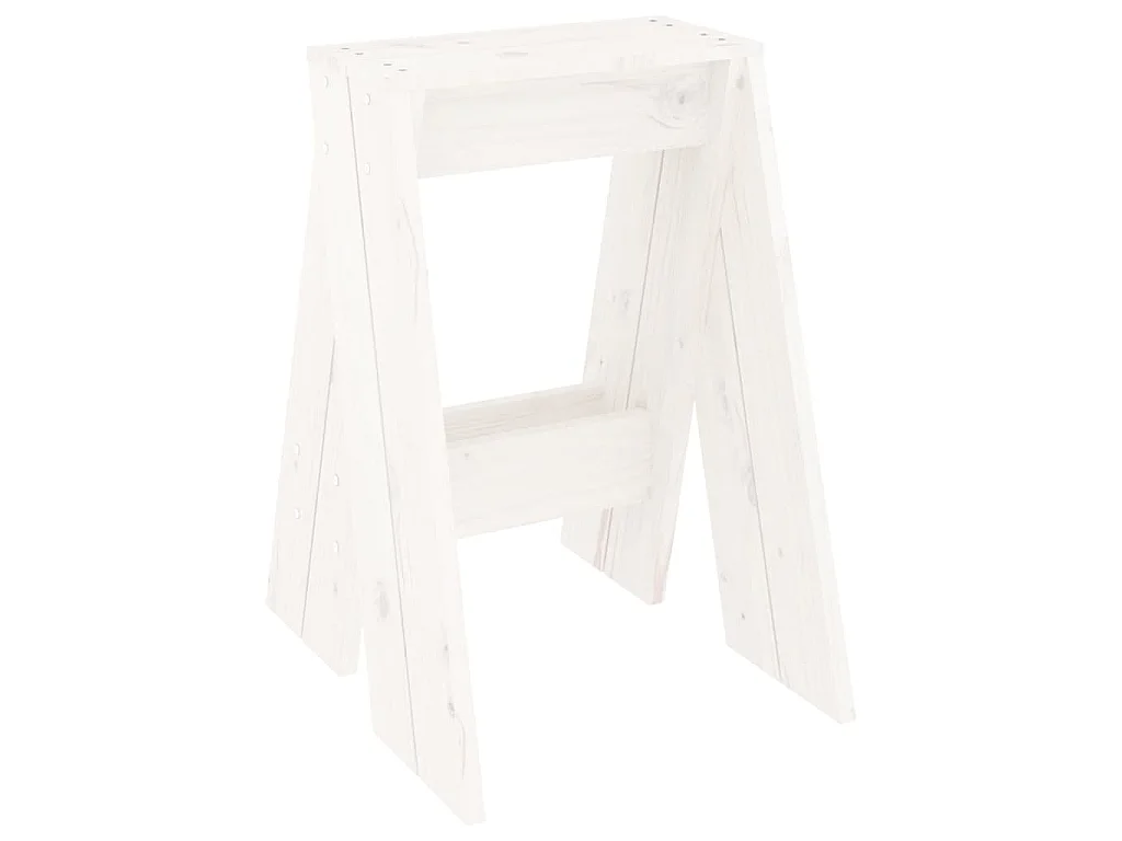 Tabourets lot de 2 blanc 40x40x60 cm bois massif de pin REO13977