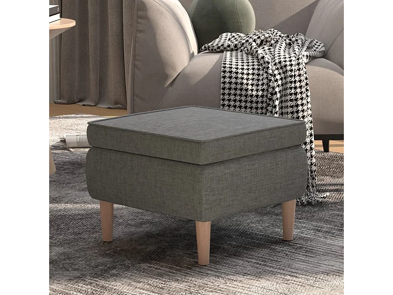 Tabouret avec pieds en bois Gris clair Tissu REO54517