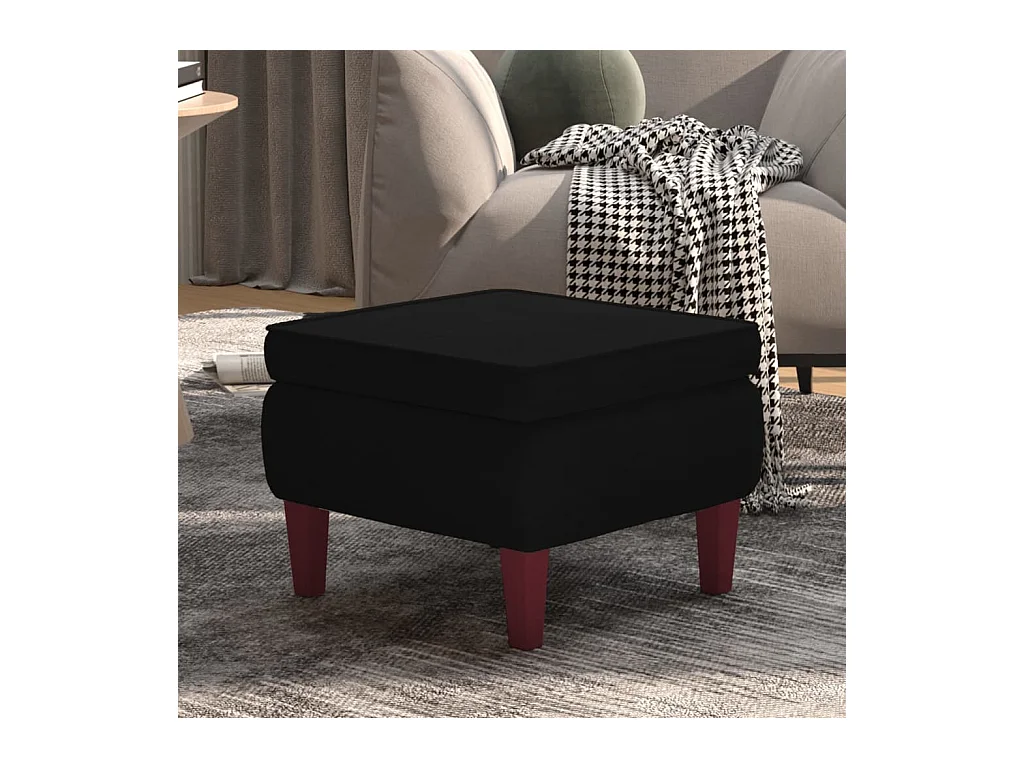 Tabouret avec pieds en bois Noir Velours REO23722
