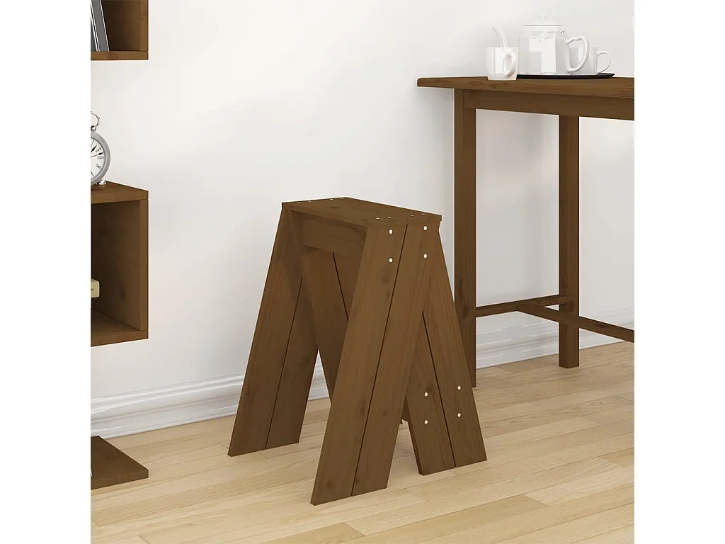 Tabourets lot de 2 marron miel 40x40x60 cm bois massif de pin REO80442