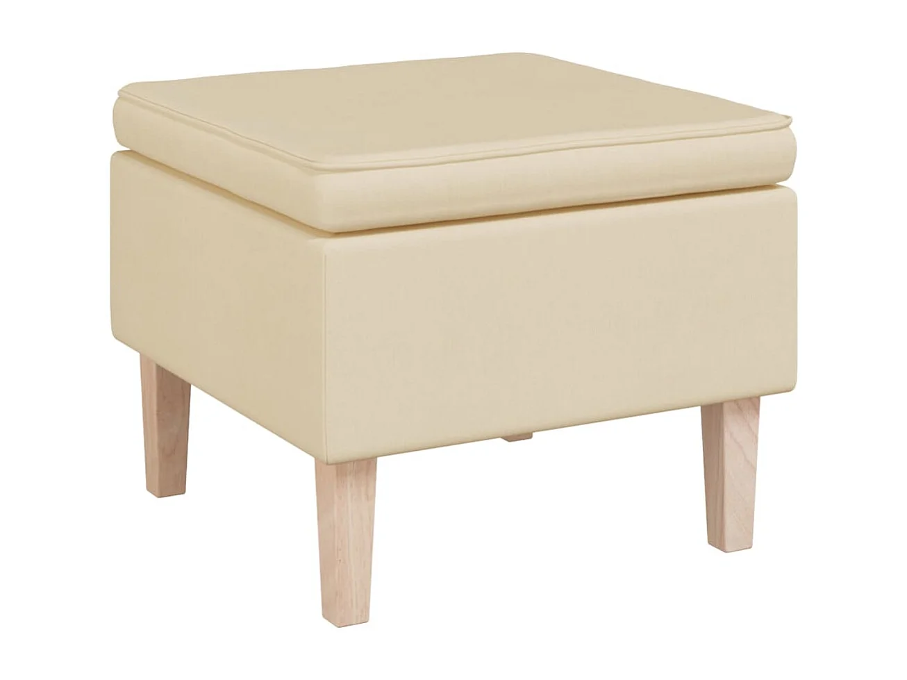 Tabouret avec pieds en bois Crème Tissu REO52533
