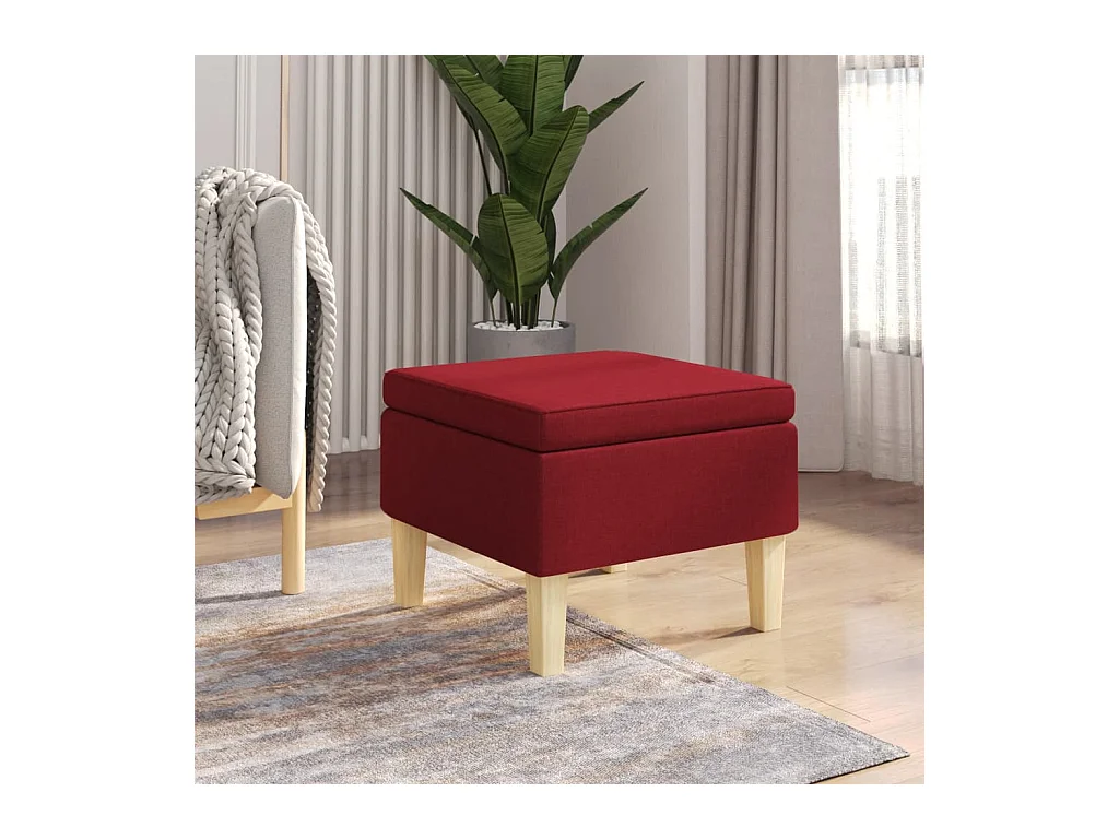 Tabouret avec pieds en bois Rouge bordeaux Tissu REO67348