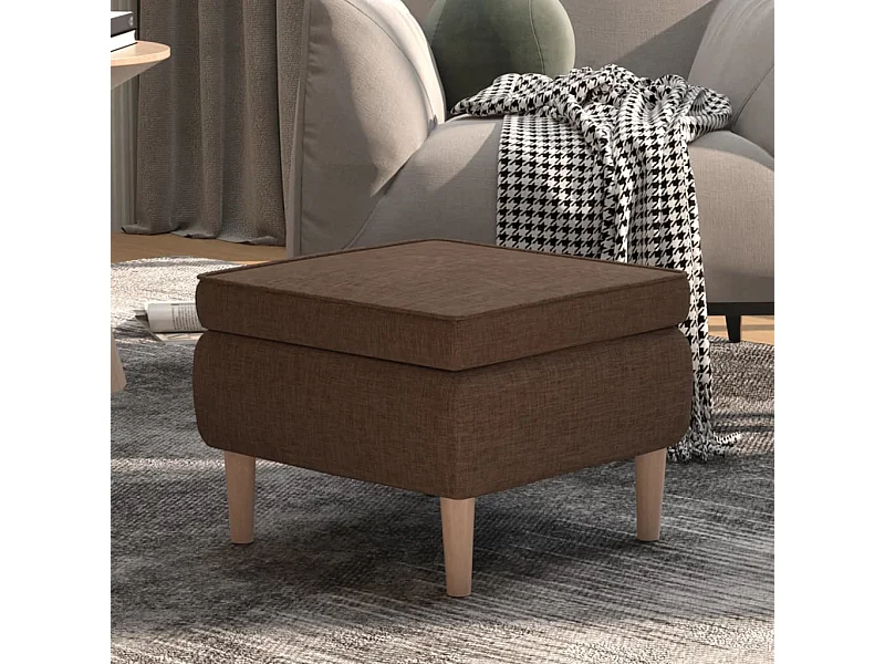 Tabouret avec pieds en bois Marron Tissu REO66244