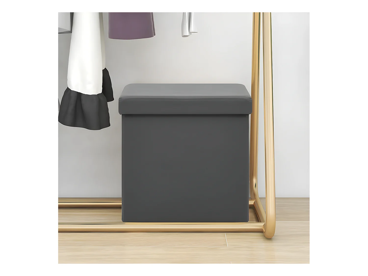 Tabouret de rangement pliable Gris PVC REO34875