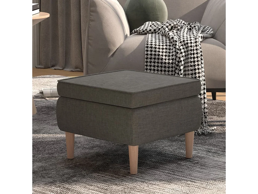 Tabouret avec pieds en bois Gris foncé Tissu REO65633