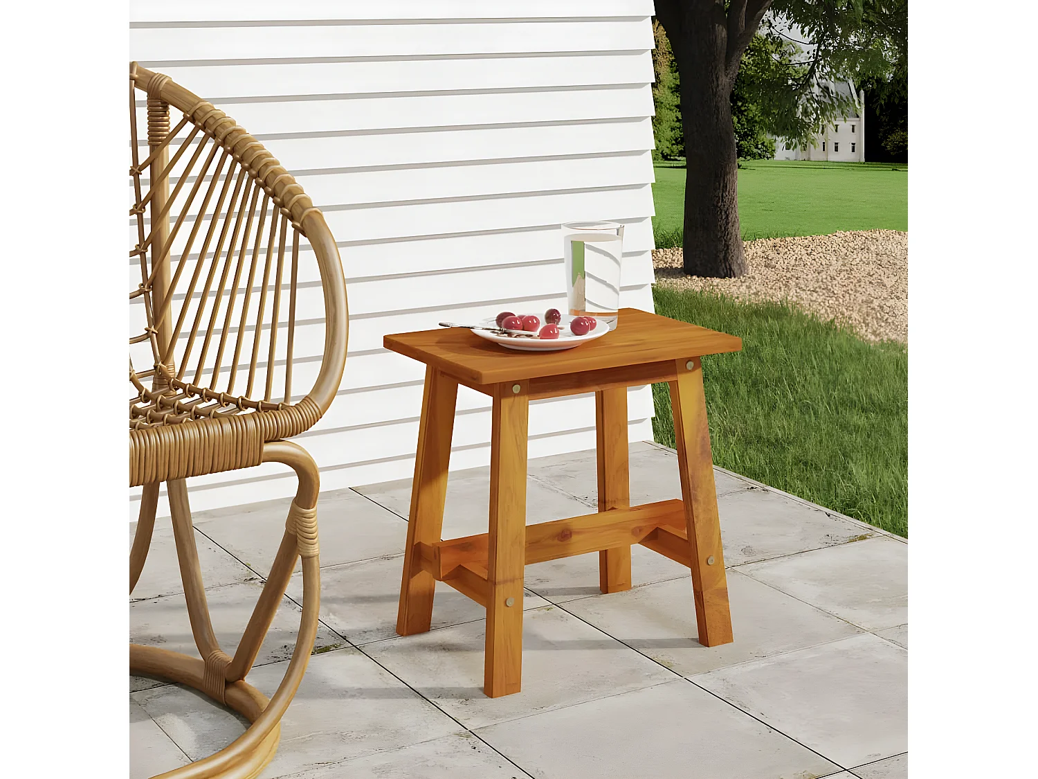 Tabouret 45x29x45 cm Rectangulaire Bois d'acacia solide REO11712