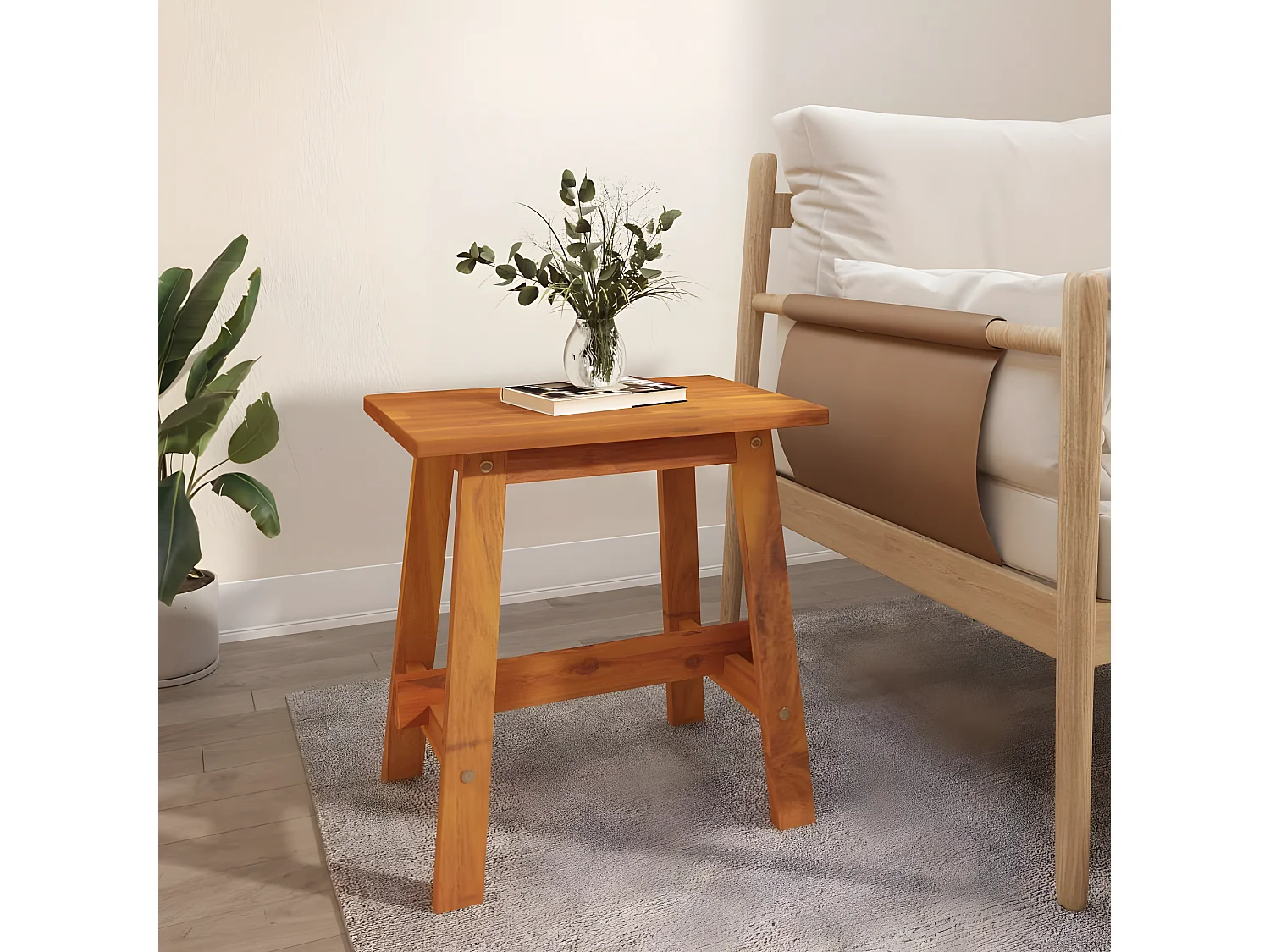 Tabouret 45x29x45 cm Rectangulaire Bois d'acacia solide REO11712