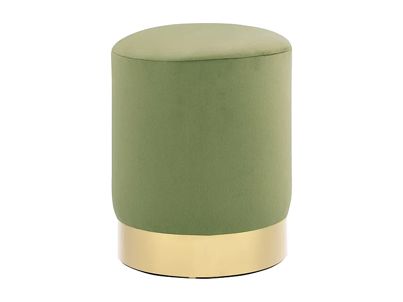 Tabouret Vert moutarde et doré Velours REO55587