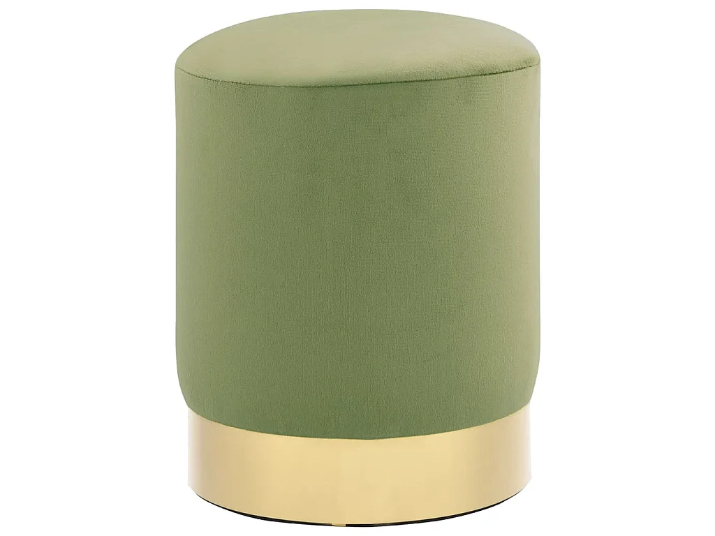 Tabouret Vert moutarde et doré Velours REO55587