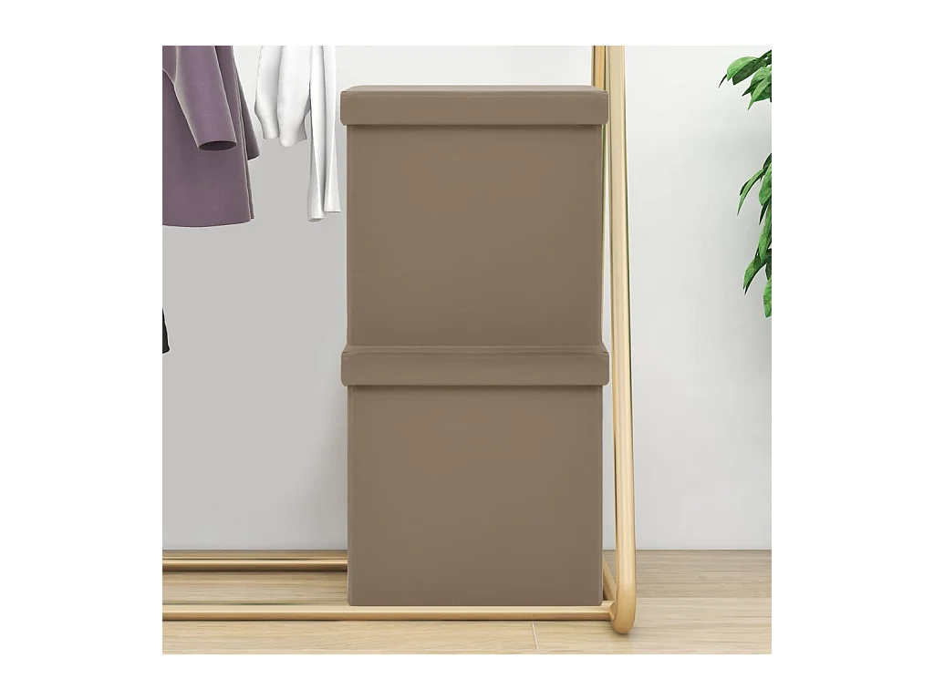 Tabourets de rangement pliables lot de 2 cappuccino PVC REO97752