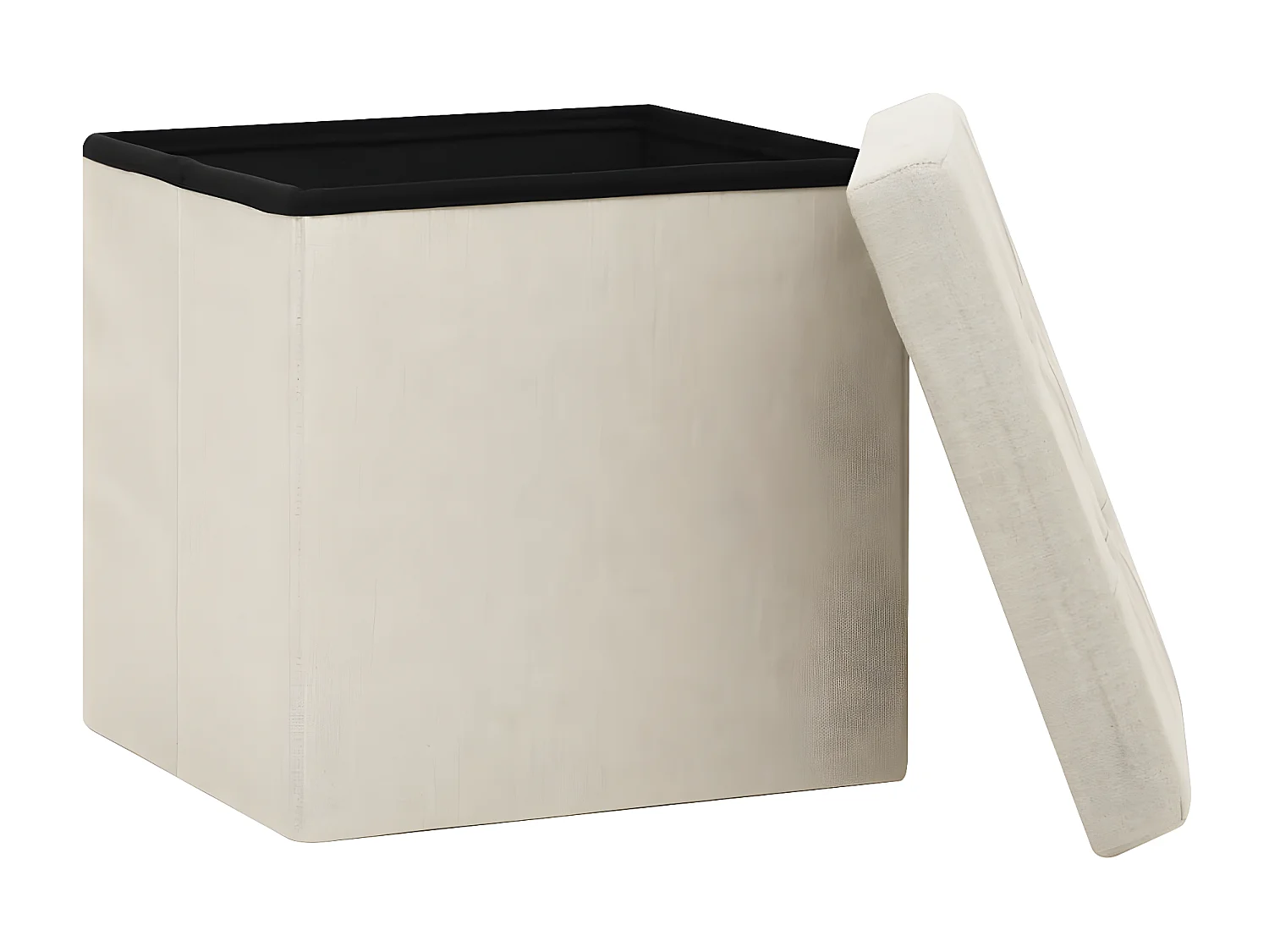 Tabouret de rangement pliable Blanc crème Faux lin REO28590
