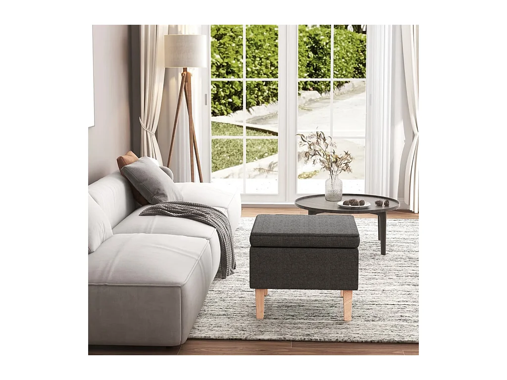 Tabouret avec pieds en bois Gris foncé Tissu REO69642